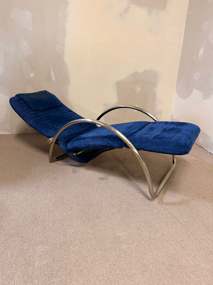 Blaue skandinavische verstellbare Relaxliege Sessel von 1980
