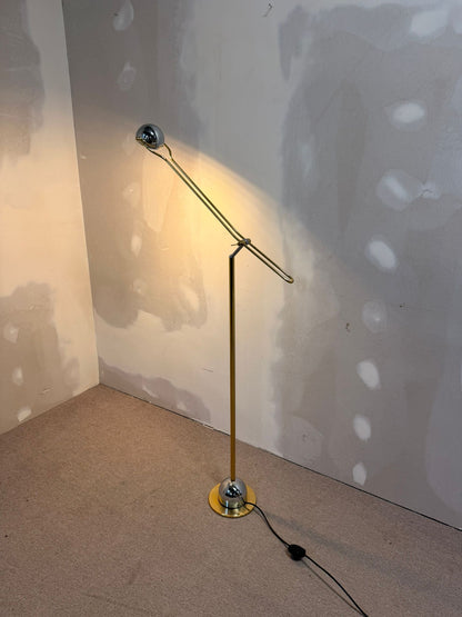 Stylische vintage Stehlampe, Gold/Chrome aus Messing