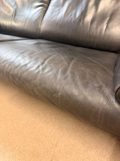 Schwarzes De Sede DS 10 Ledersofa in Schwarz
