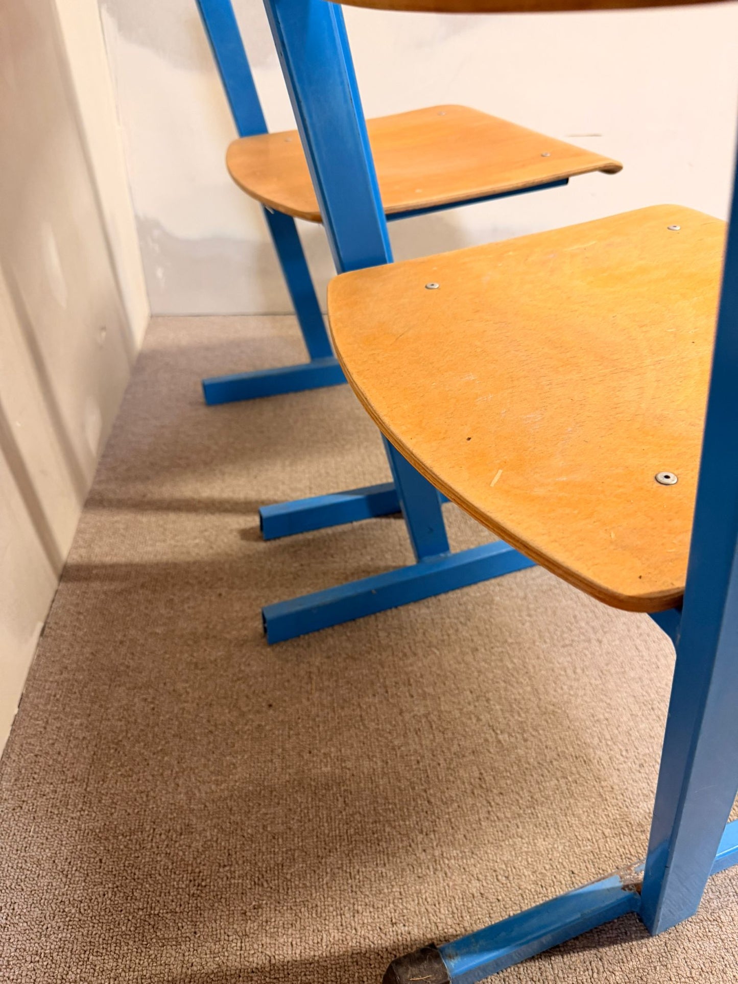 Vintage Schulstuhl in blau, Stapelstühle für Kinder