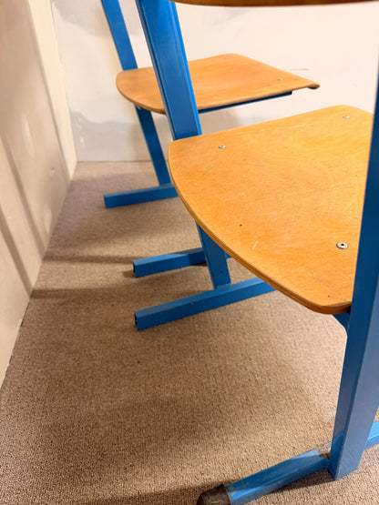 Vintage Schulstuhl in blau, Stapelstühle für Kinder
