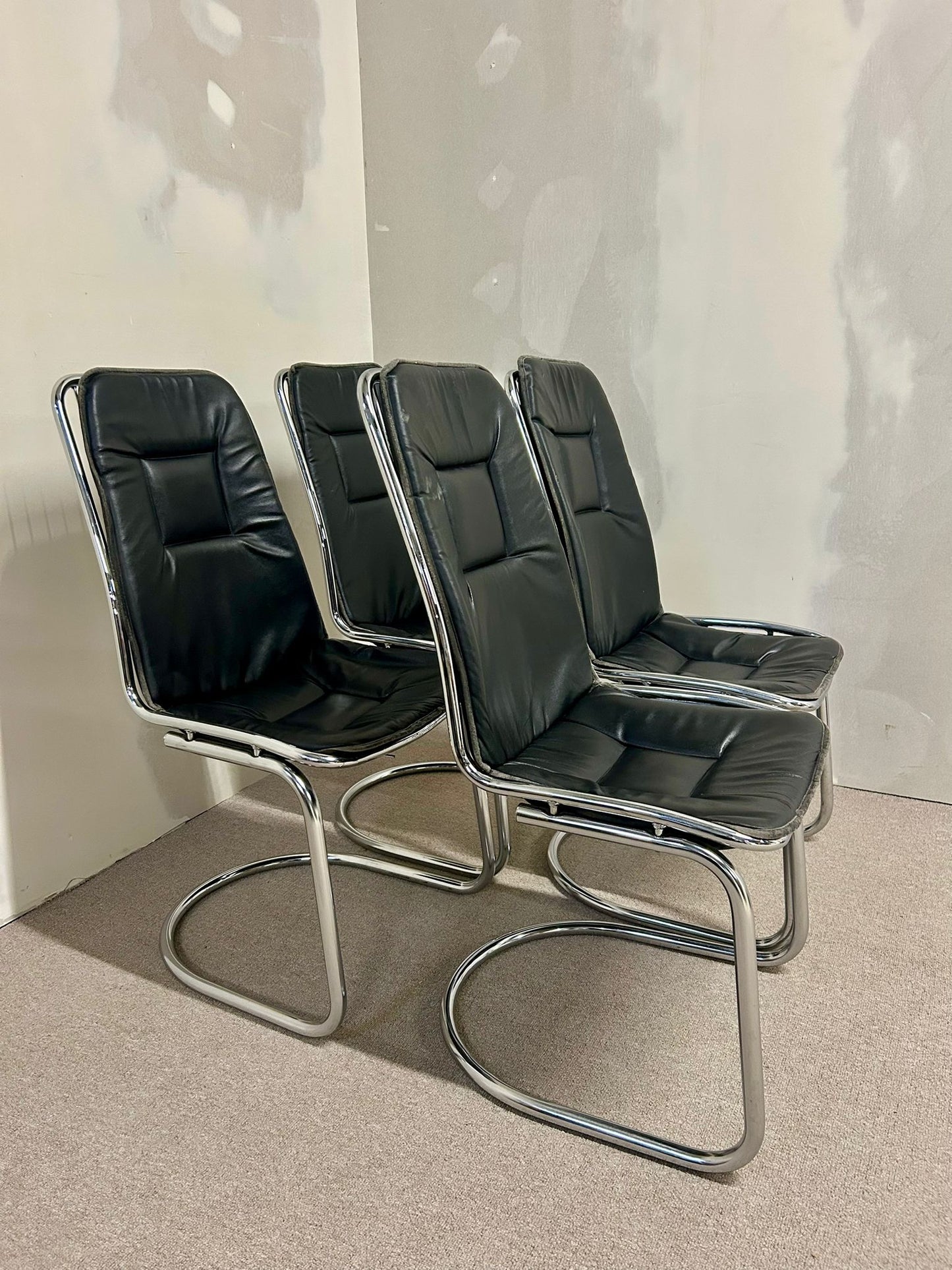 Freischwinger Stühle Gastone Rinaldi Rima Italia Leder