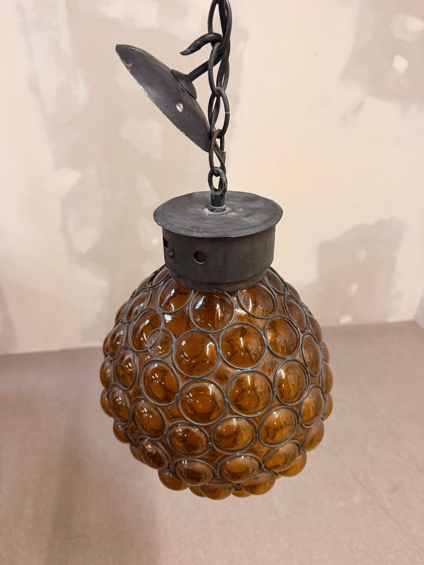 Italienische Design Hängelampe bernsteinfarbenem Muranoglas