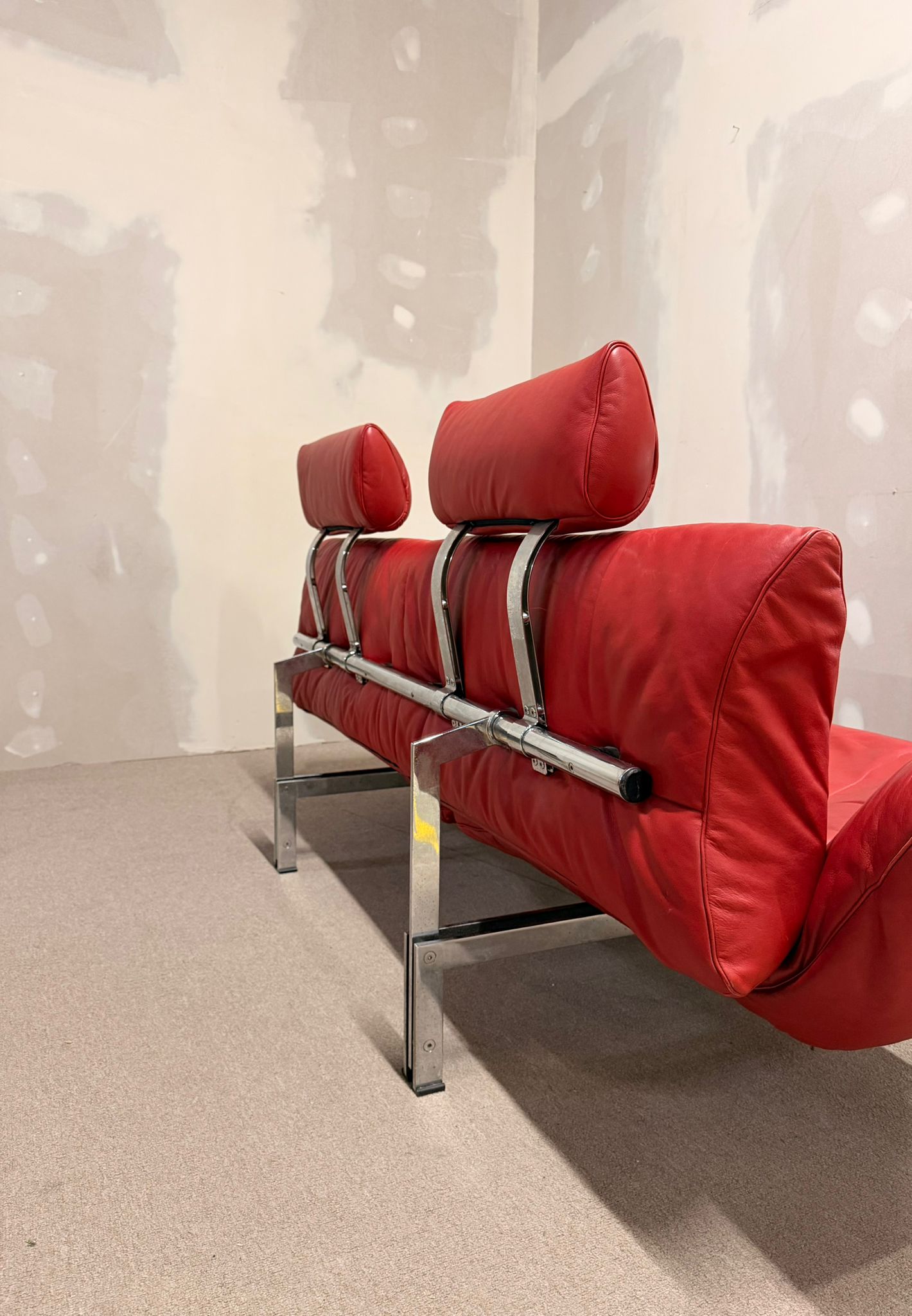 Rotes De Sede DS-140 Zweisitzer Sofa aus Leder