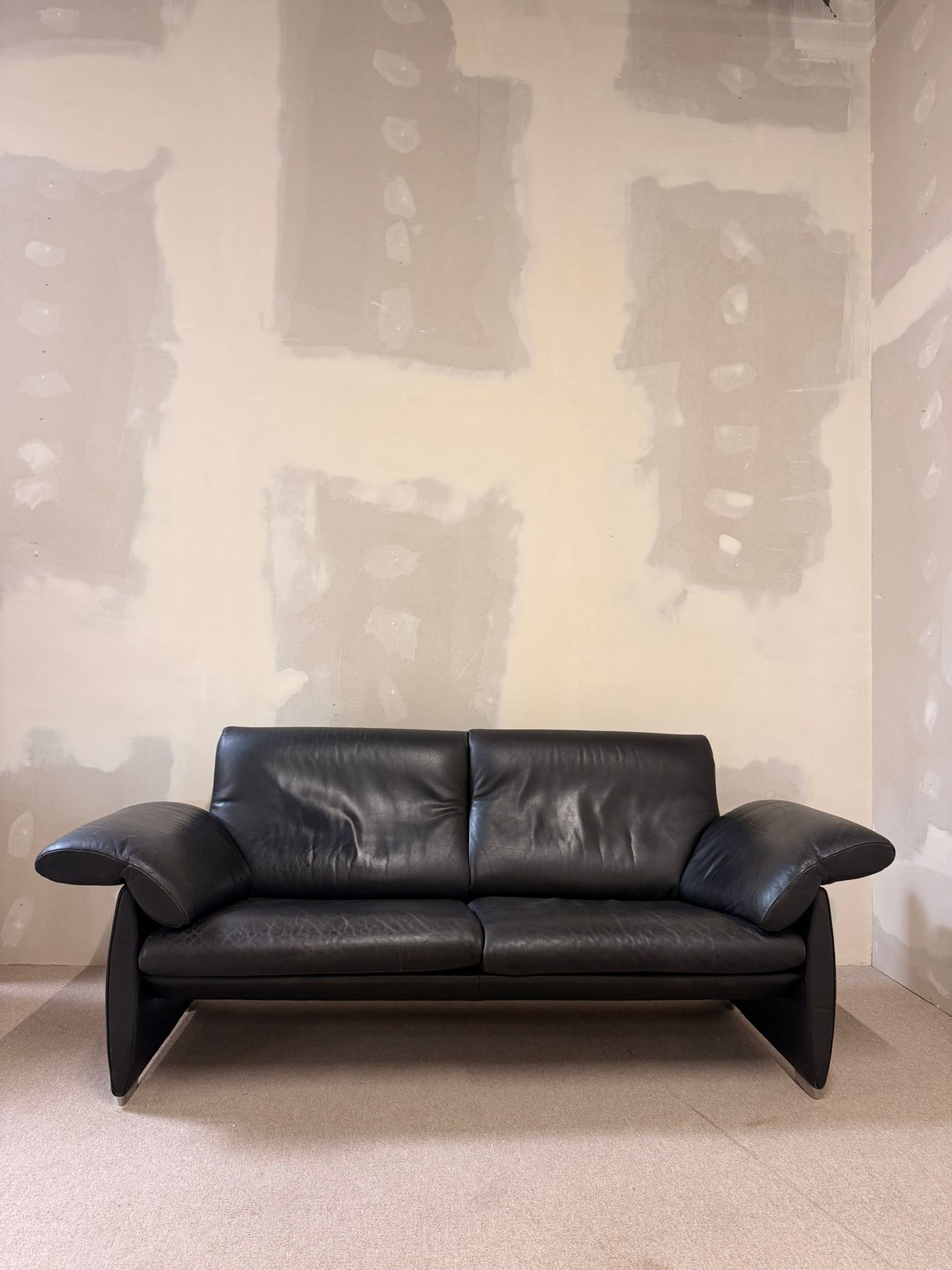 Schwarzes De Sede DS 10 Ledersofa in Schwarz