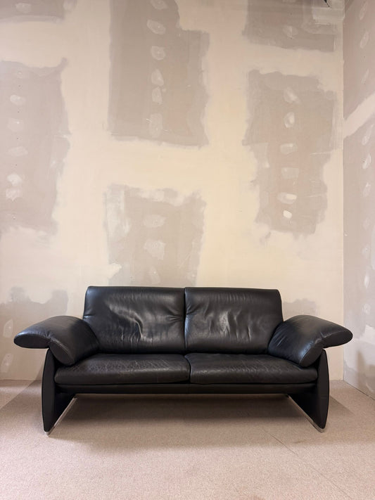 Schwarzes De Sede DS 10 Ledersofa in Schwarz