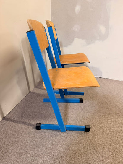 Vintage Schulstuhl in blau, Stapelstühle für Kinder