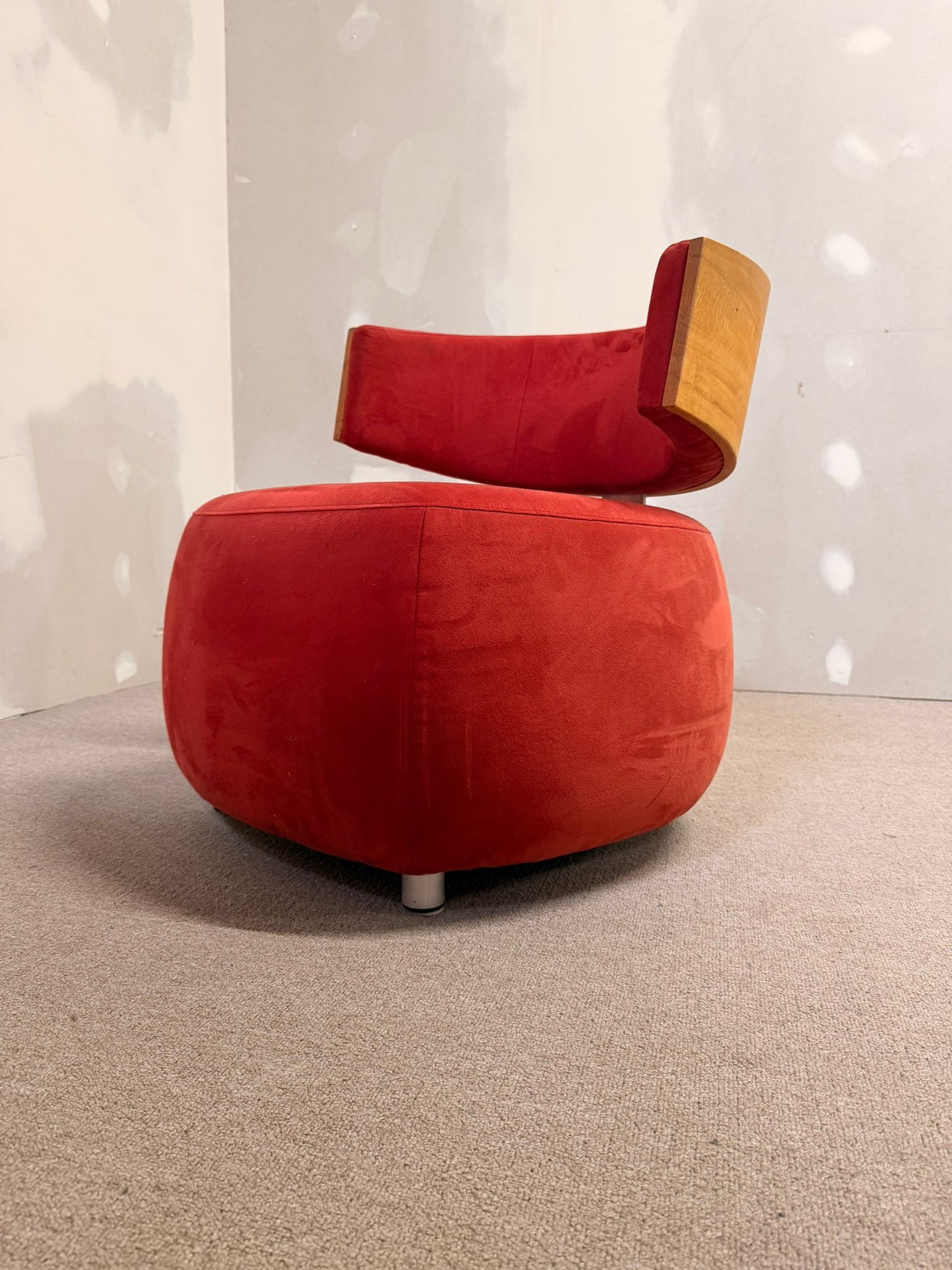 Boom Designer Sessel mit Rückenlehne Massivholz Buche rot