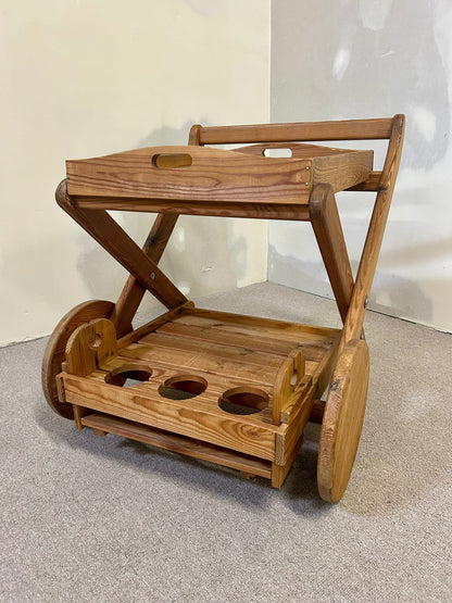 Retro Servierwagen aus Holz zusammenklappbar