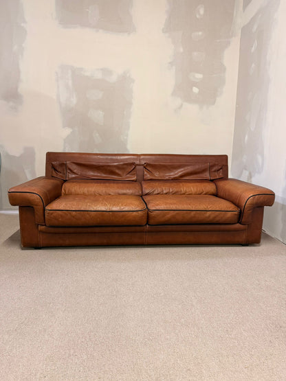 Vintage Sofa aus Leder von Josef Gobet in Cognacfarbe, Retro