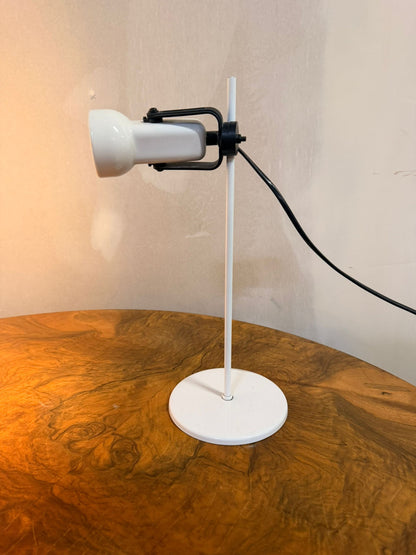 Vintage Schreibtischlampe aus weissem Metall, retro Design