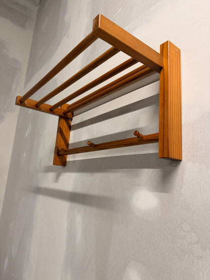 Dänische Mid Century Wandgarderobe Teakholz 1960`s Hutablage