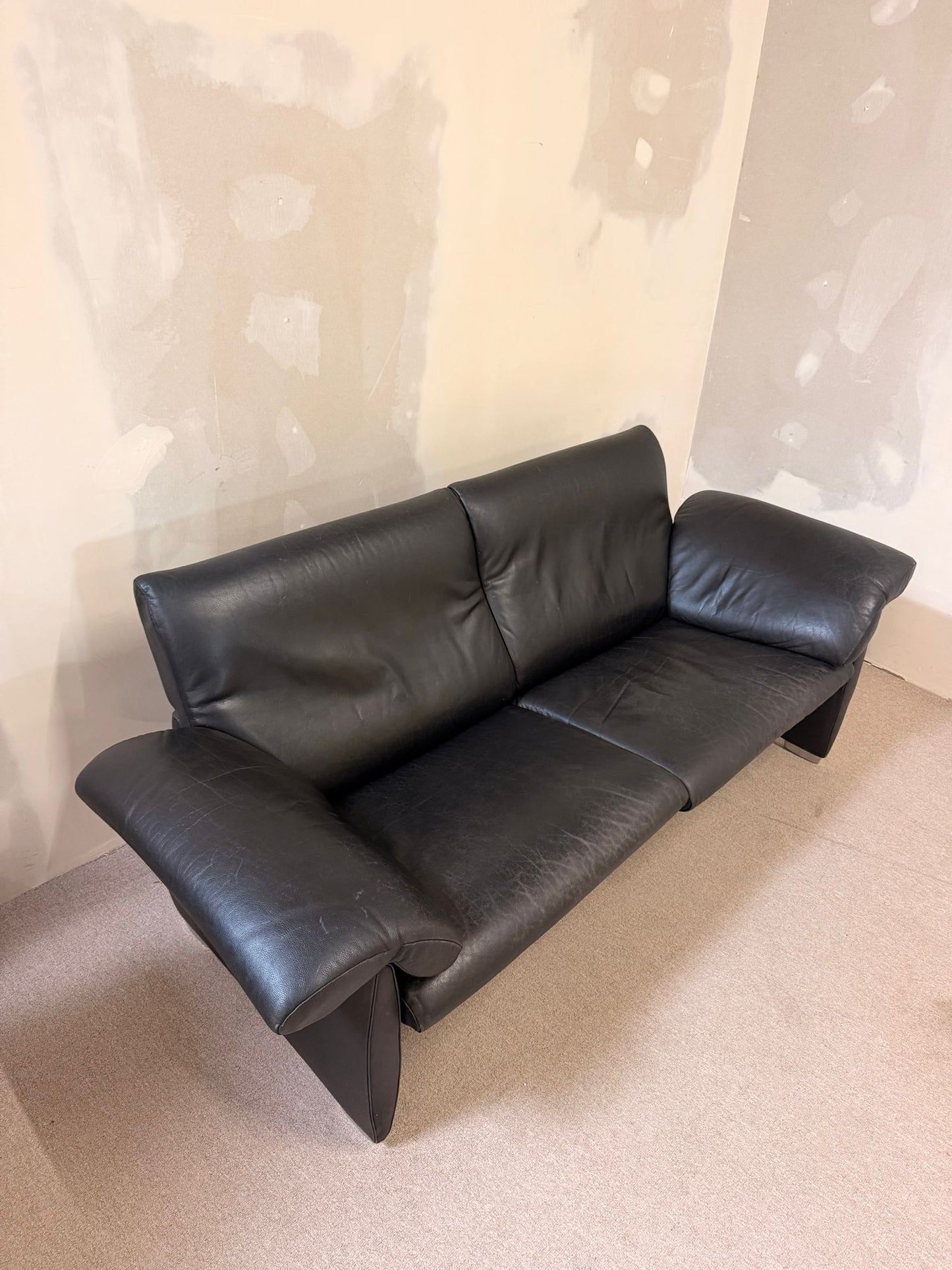 Schwarzes De Sede DS 10 Ledersofa in Schwarz