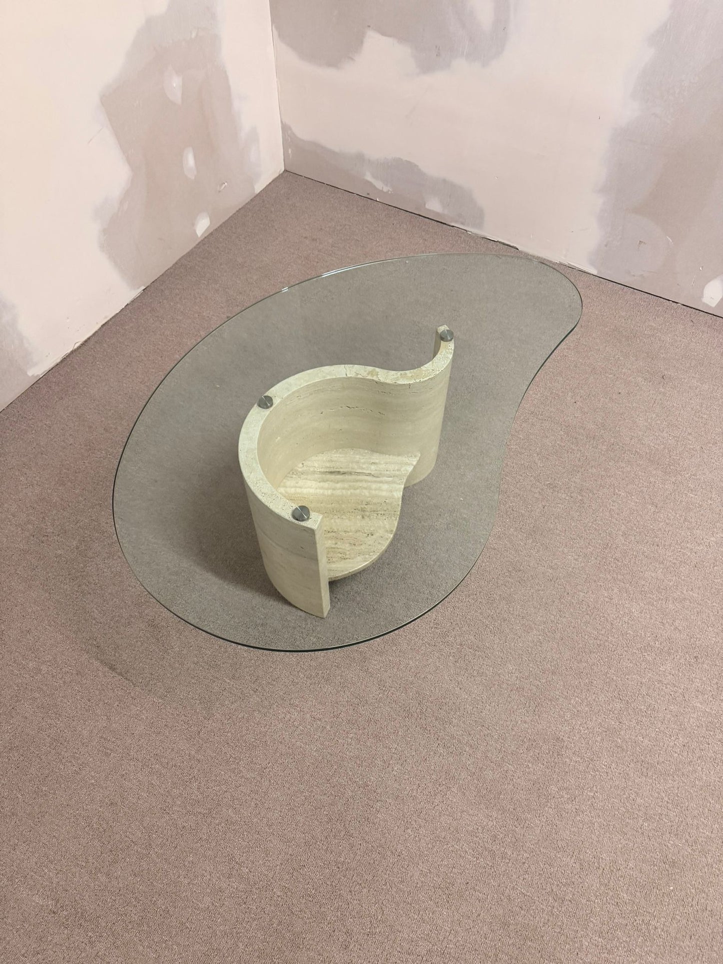 Travertin Couchtisch mit Glasplatte Coffee Table