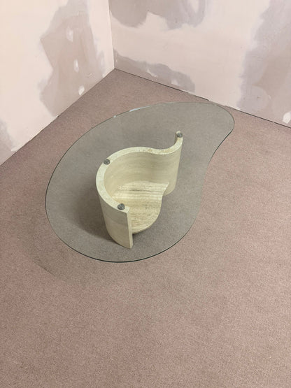Travertin Couchtisch mit Glasplatte Coffee Table