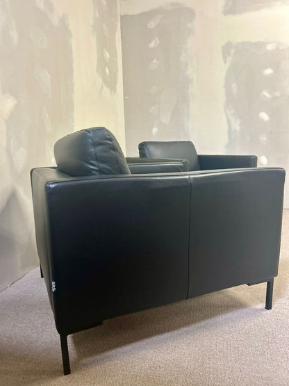 Sessel Domino SITS Schwarz Leder Metallbeine 2x Relaxsessel
