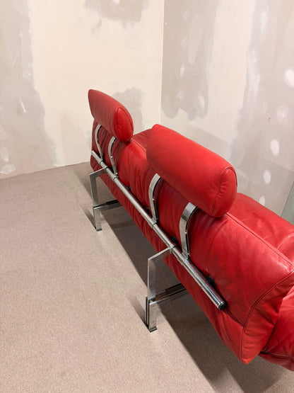 Rotes De Sede DS-140 Zweisitzer Sofa aus Leder