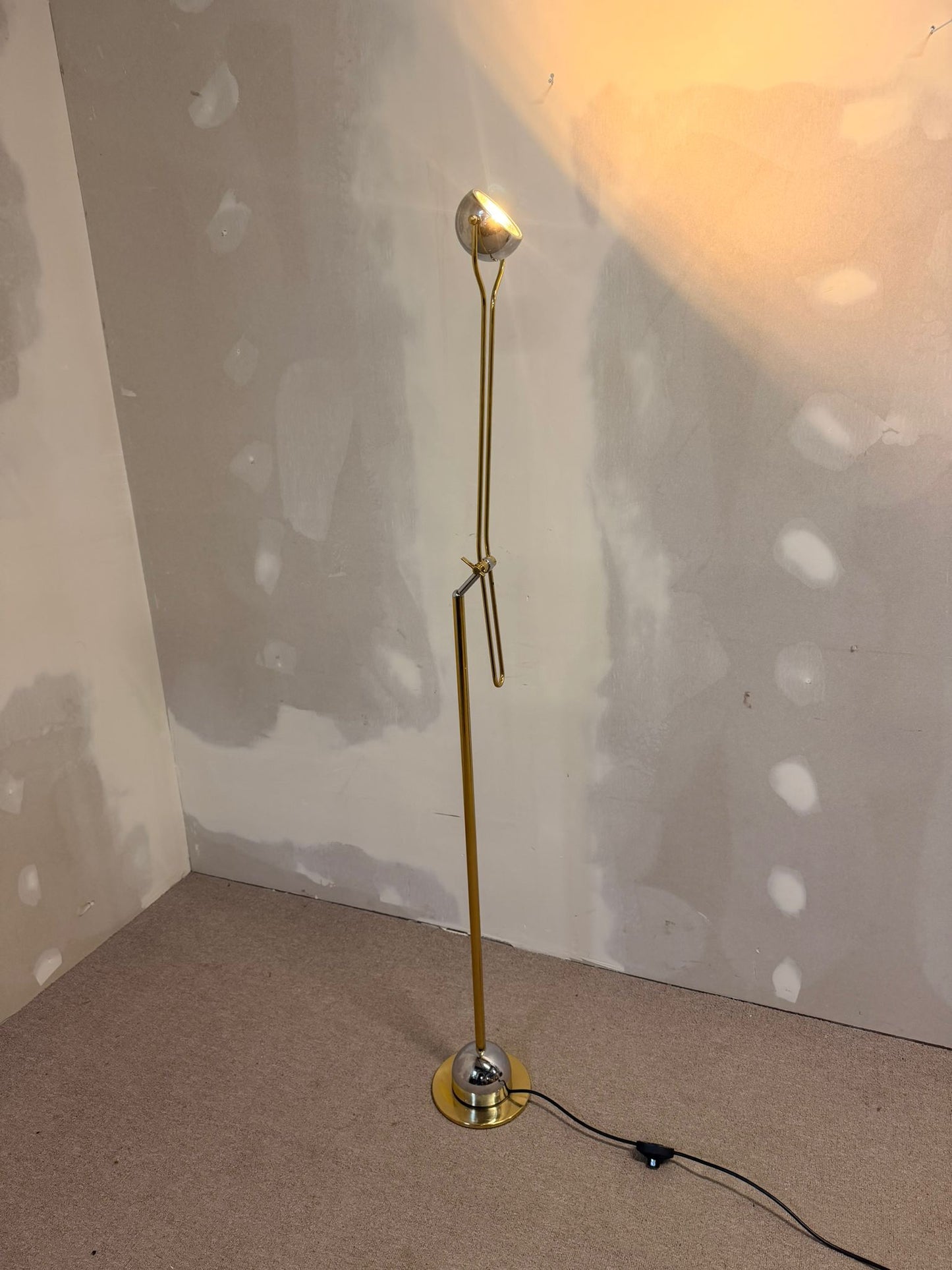 Stylische vintage Stehlampe, Gold/Chrome aus Messing