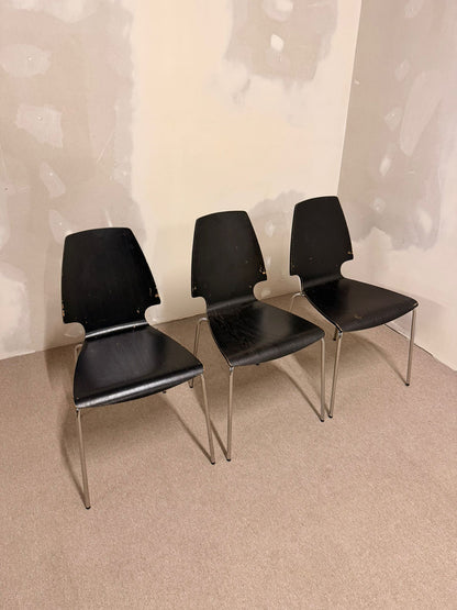 3x Ikea Vilmar Stuhl in schwarz, stapelbar