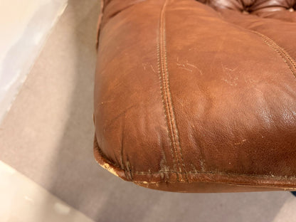 Vintage 2-sitzer Ledersofa mit Bambusgestell aus den 60er