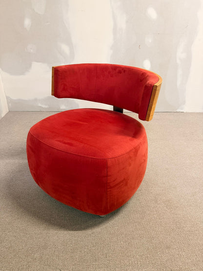 Boom Designer Sessel mit Rückenlehne Massivholz Buche rot