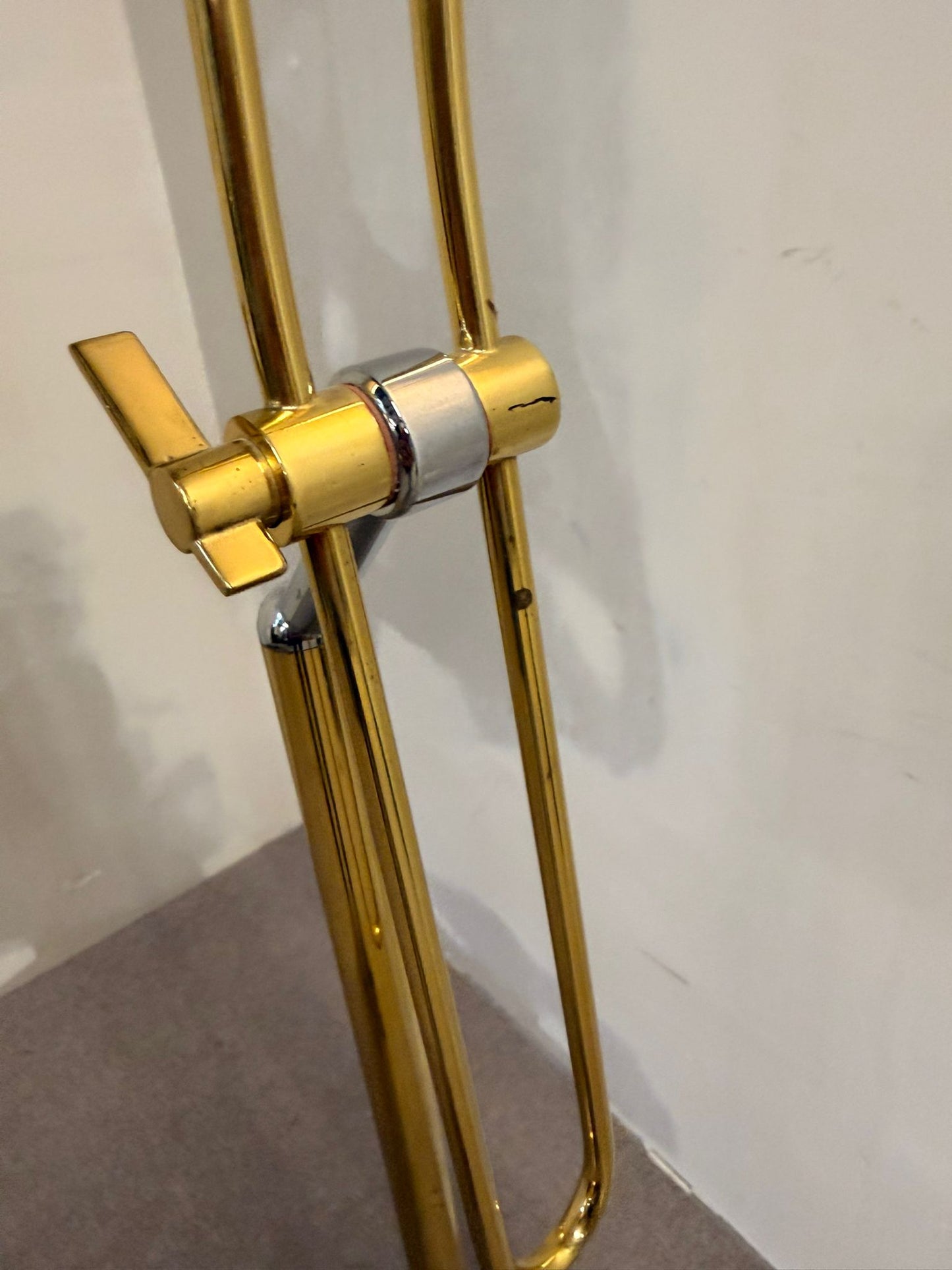 Stylische vintage Stehlampe, Gold/Chrome aus Messing