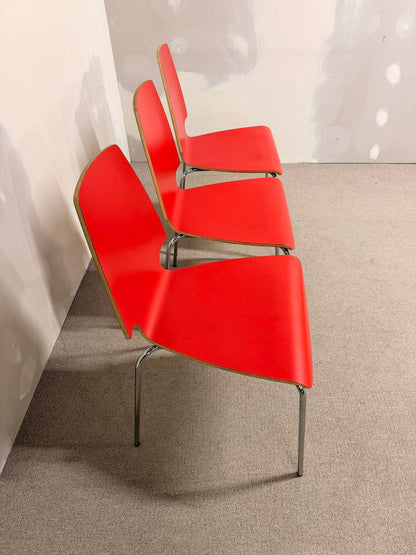 3x Ikea Vilmar Stuhl in rot, stapelbar