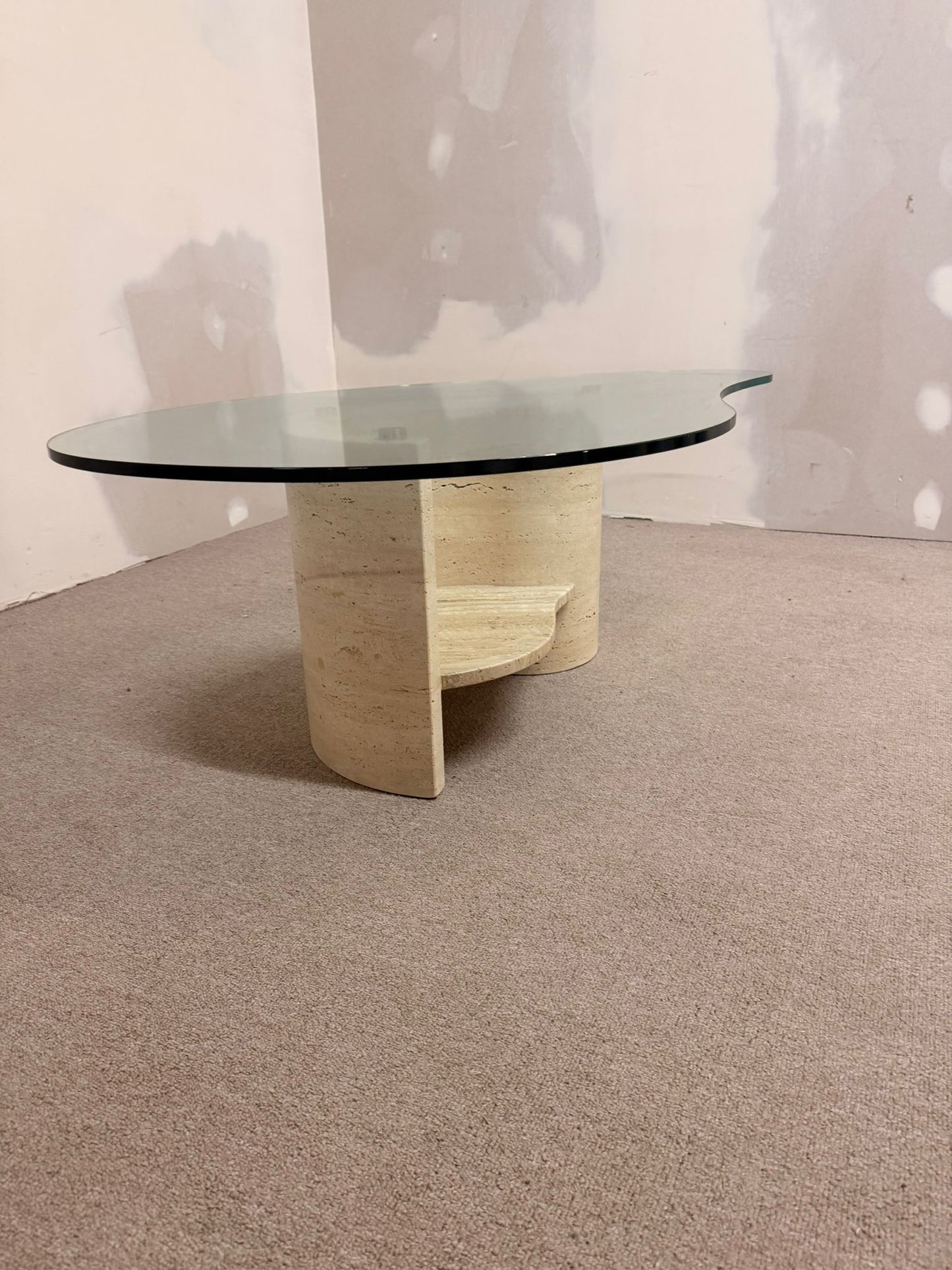 Travertin Couchtisch mit Glasplatte Coffee Table