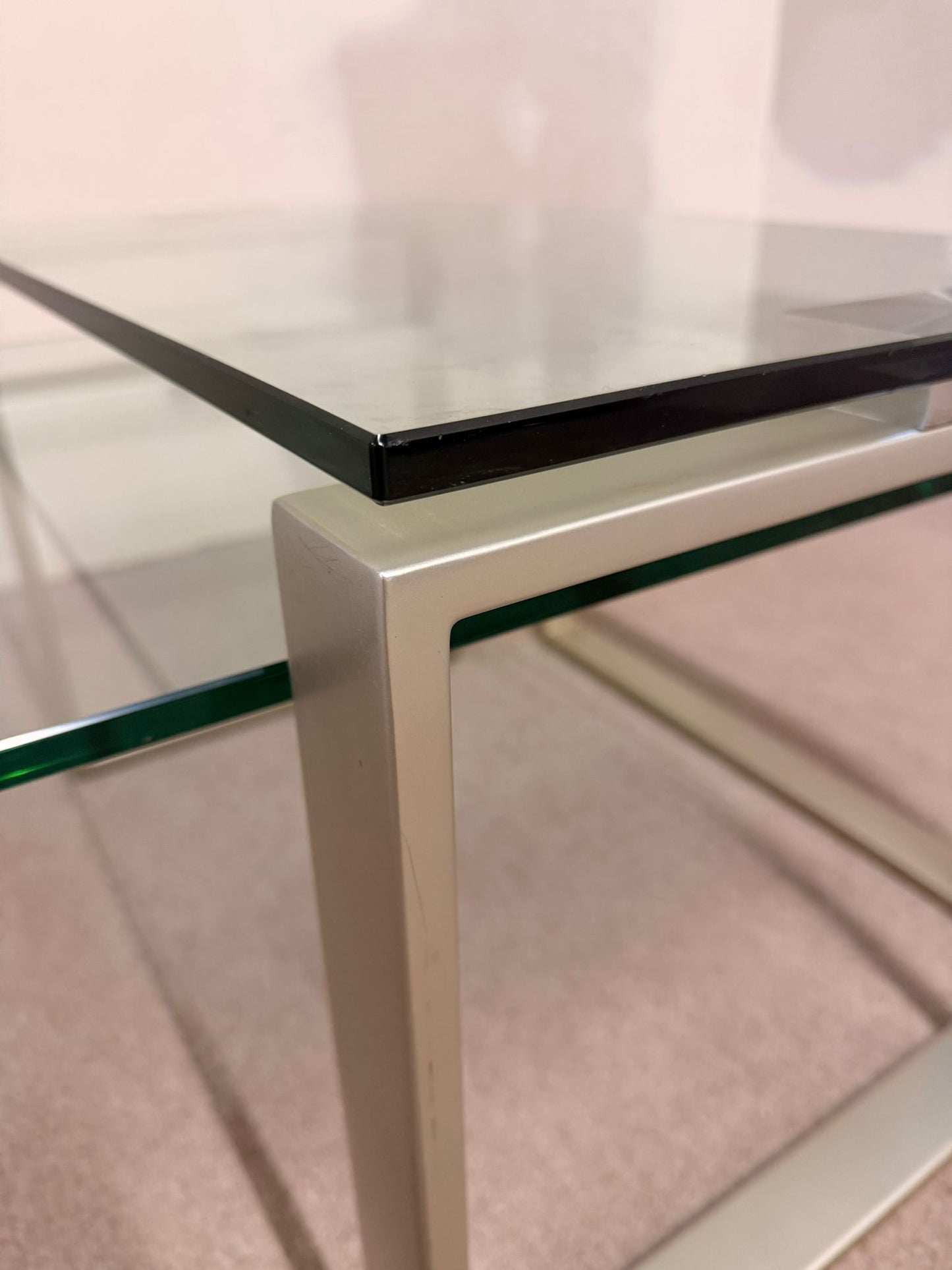 2er Set Coffee Table Couchtisch Kombination aus Glas/ Metall