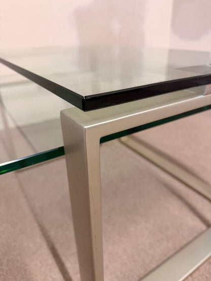 2er Set Coffee Table Couchtisch Kombination aus Glas/ Metall