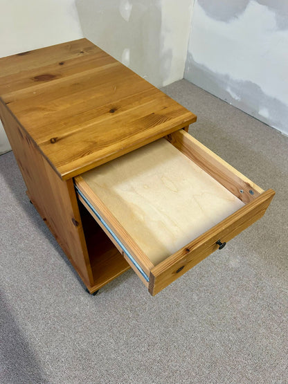 Rollcontainer Büro/Nachttisch aus Kiefernholz mit Schublade