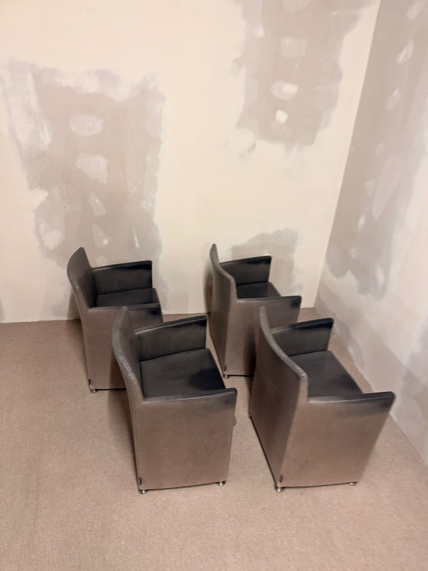 Italienische Design Leder Armlehnstühle Grau von Cappellini