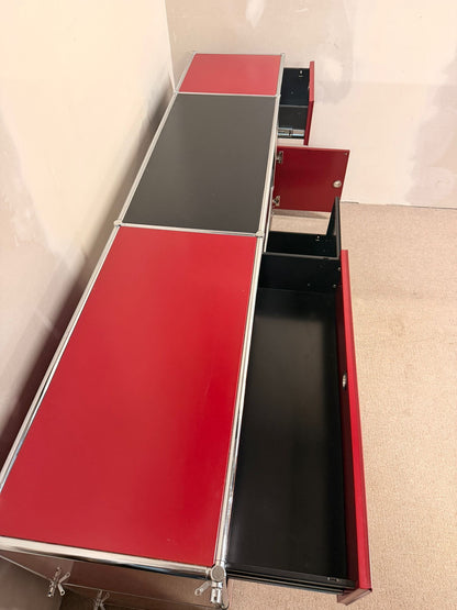 Interio Quadro (USM Büromöbel Style) Sideboard rot/schwarz