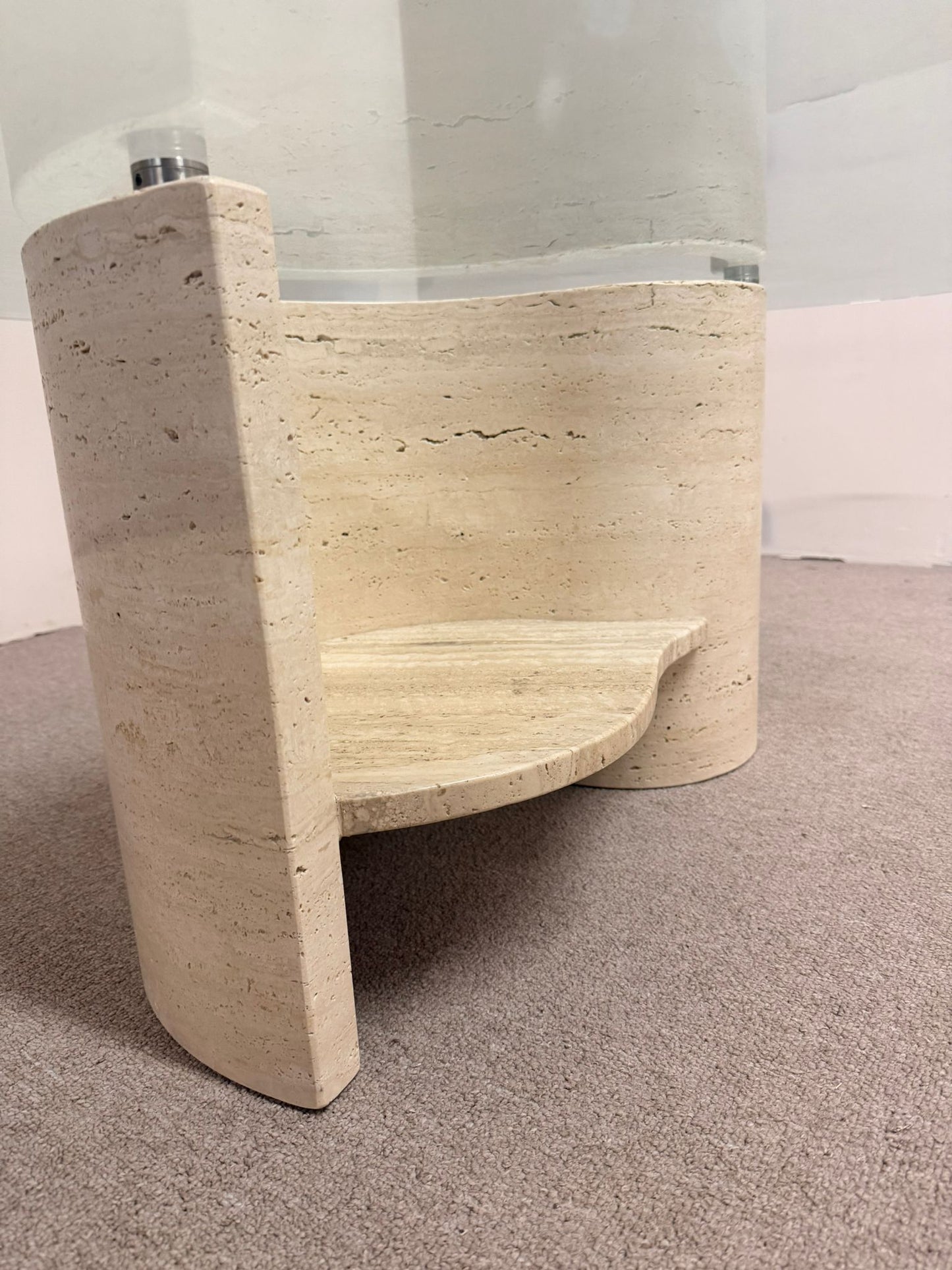 Travertin Couchtisch mit Glasplatte Coffee Table