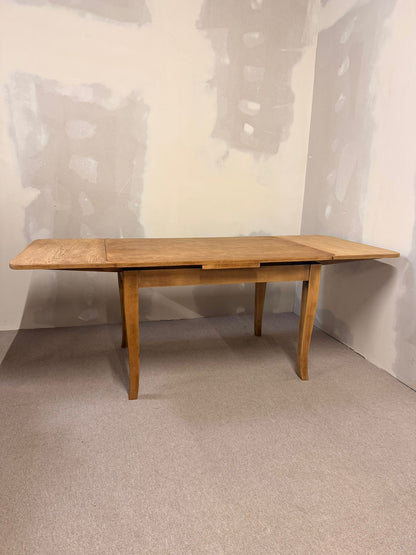 Vintage massivholz Esstisch, 2 Ausziehplatten integriert