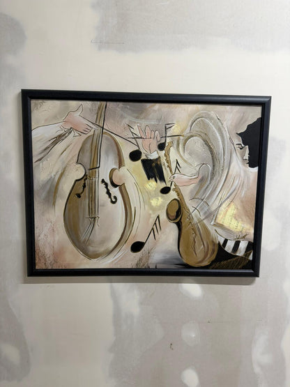 Gerahmtes Gemälde mit Jazz Motiv, Musik Kunstwerk, Bild