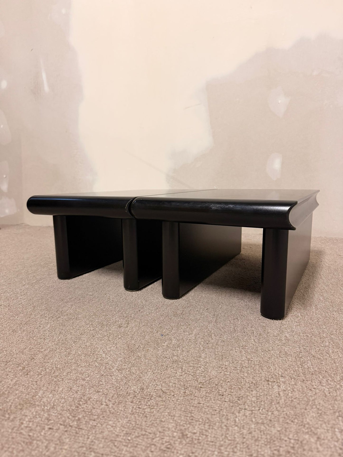 2er Set schwarze module Couchtische im Stil Rodolfo Bonetto