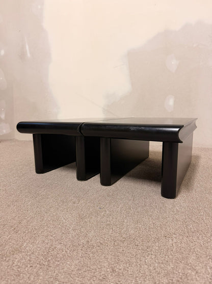 2er Set schwarze module Couchtische im Stil Rodolfo Bonetto
