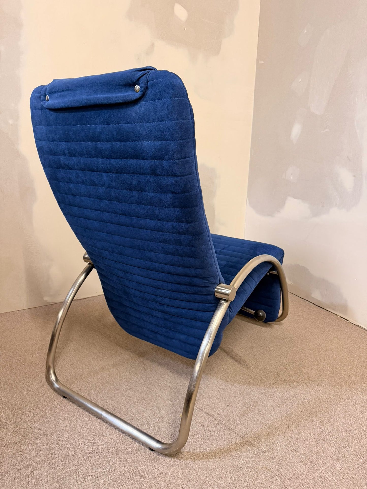 Blaue skandinavische verstellbare Relaxliege Sessel von 1980