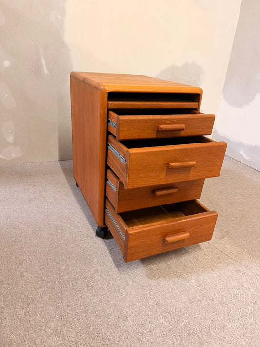 Vintage Teakholz Rollcontainer mit 4 Schubladen 1 Ablagefach