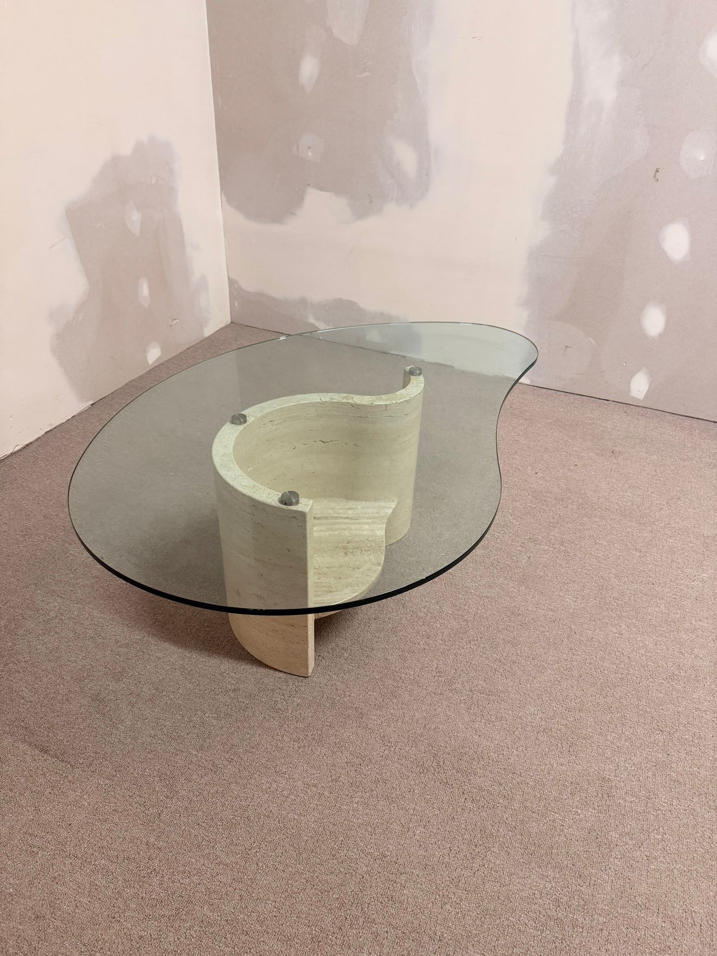 Travertin Couchtisch mit Glasplatte Coffee Table