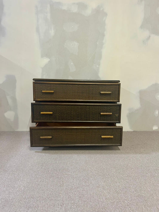 Vintage Rattan Bambus Kommode 3 Schubladen