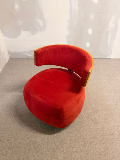Boom Designer Sessel mit Rückenlehne Massivholz Buche rot