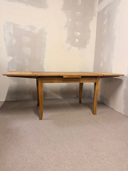 Vintage massivholz Esstisch, 2 Ausziehplatten integriert