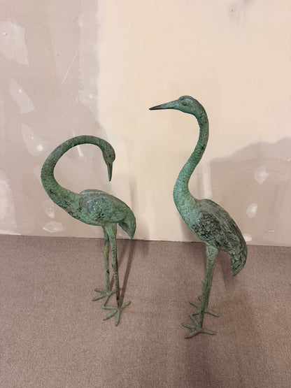 2 Reiher/ Kraniche aus Bronze, aus Italien 60er Jahre