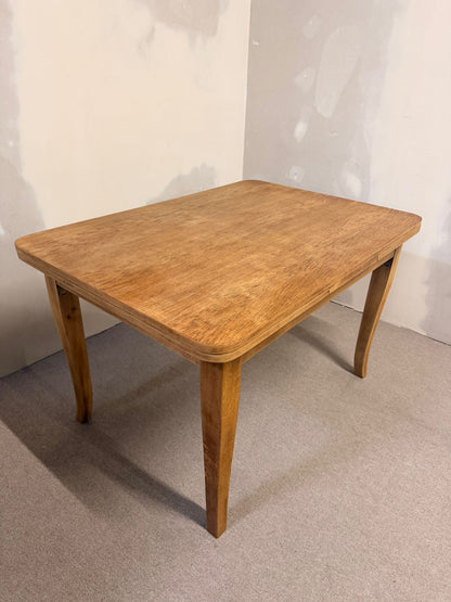 Vintage massivholz Esstisch, 2 Ausziehplatten integriert