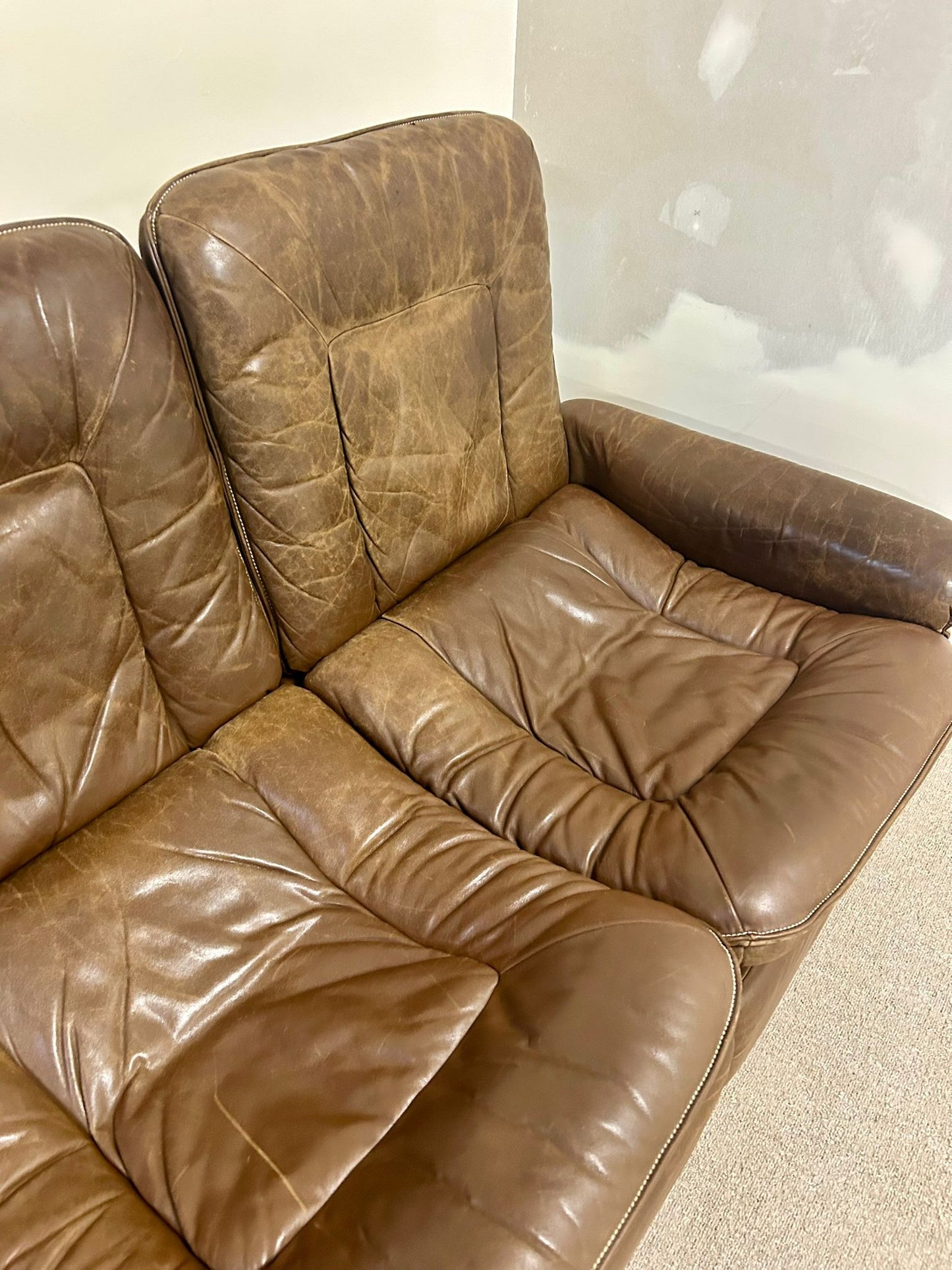 Vintage De Sede Ledersofa aus der Serie DS-66, 3er Sofa