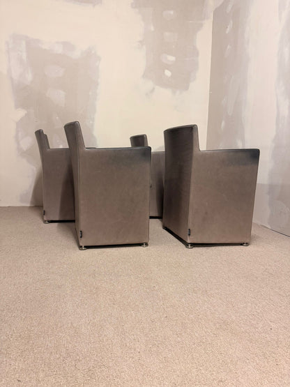 Italienische Design Leder Armlehnstühle Grau von Cappellini