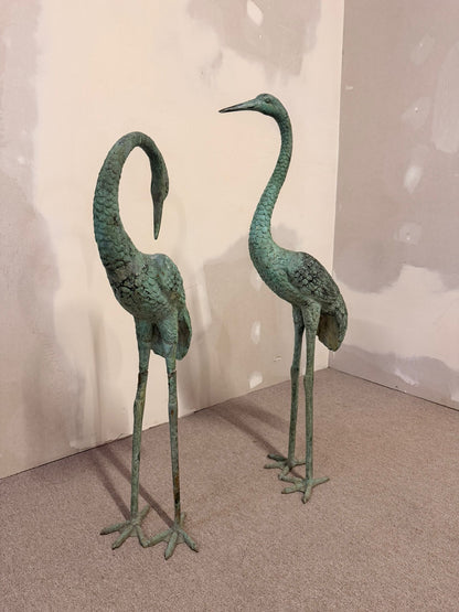 2 Reiher/ Kraniche aus Bronze, aus Italien 60er Jahre
