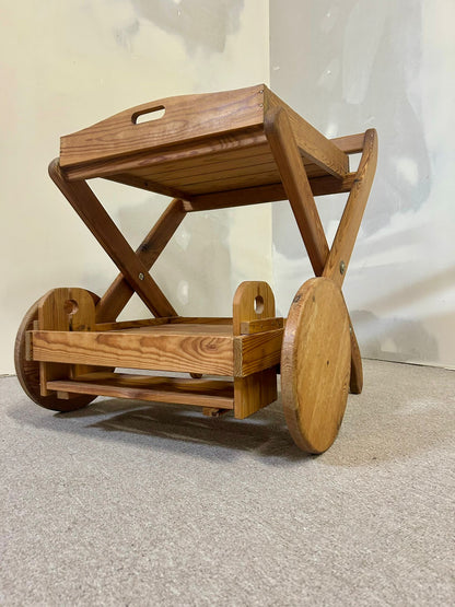Retro Servierwagen aus Holz zusammenklappbar